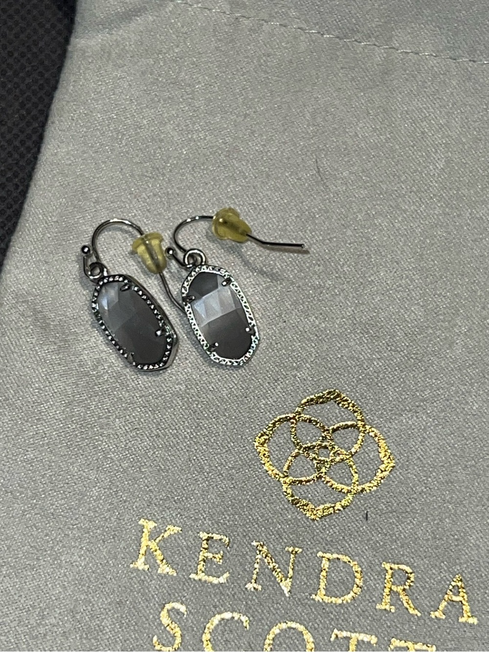 Kendra Scott Lee Drop Earrings in Slate Gray Cat's Eye & Silver